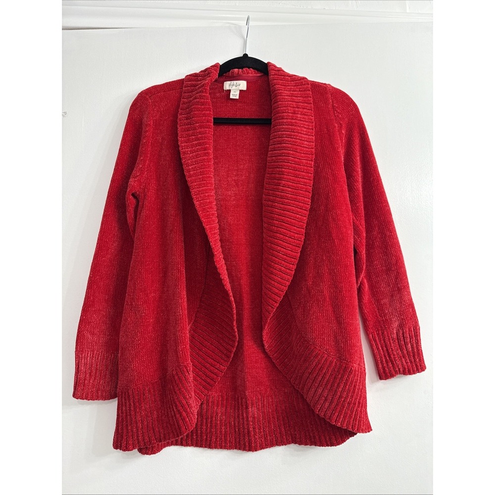 Style & Co Women's Red Petite Long Sleeve Cardigan Sweater PM